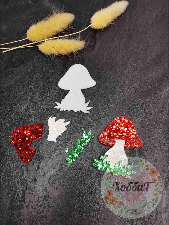Патч сборный "Мухомор" 3,7*5см. (красный/зеленый)